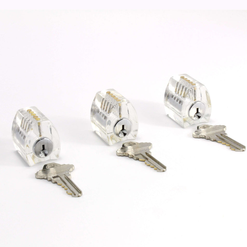 Practice Locks Set, 3 Clear Progressive Locks - Easy to Hard