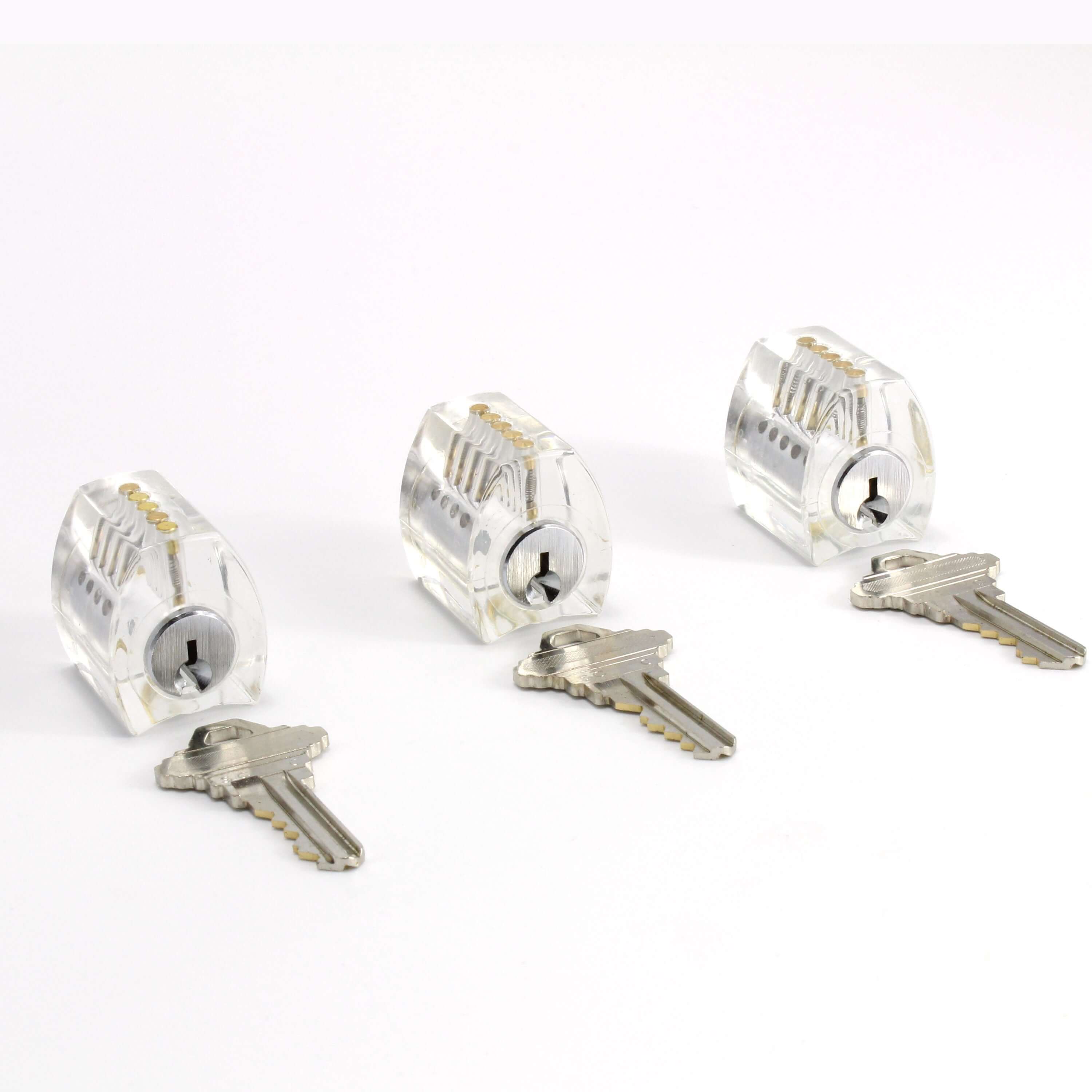 Practice Locks Set, 3 Clear Progressive Locks - Easy to Hard