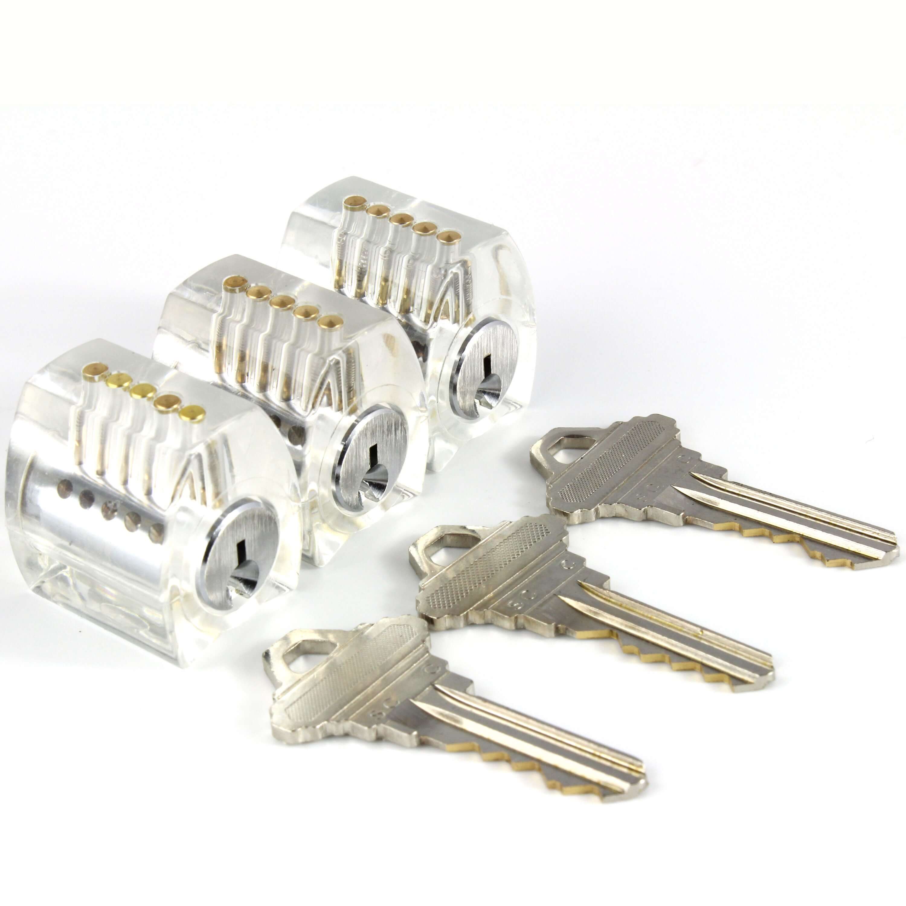 Practice Locks Set, 3 Clear Progressive Locks - Easy to Hard