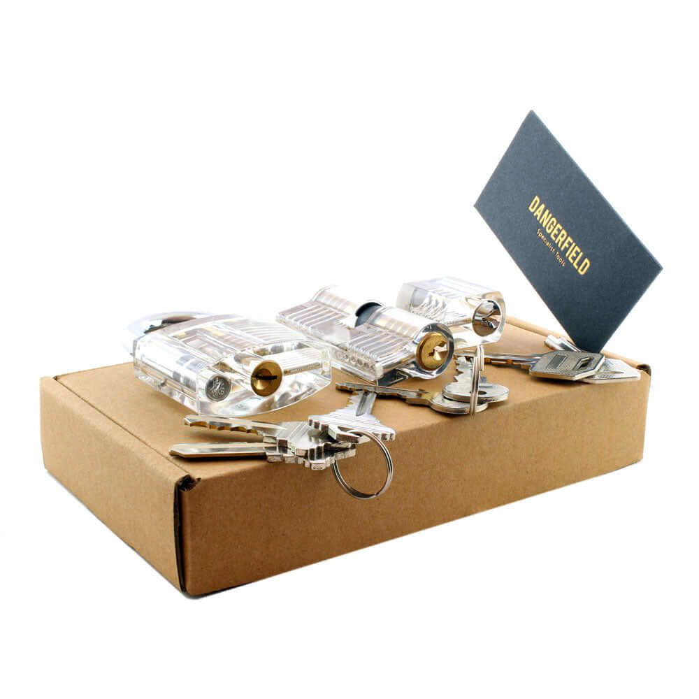 Dangerfield Clear Practice Locks For Training (3) - acrylic lock, padlock, double-sided