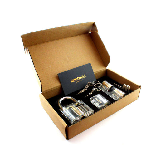 Dangerfield Clear Practice Locks For Training (3) - acrylic lock, padlock, double-sided